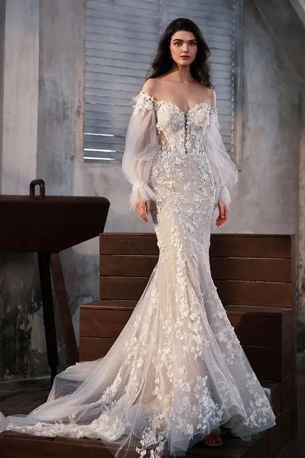 women with lace mermaid dress